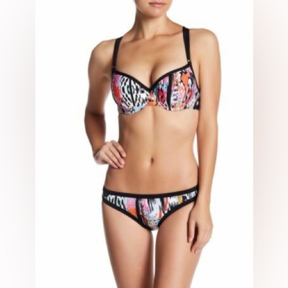 Seafolly Beach Gypsy Scuba Bikini Set Hipster Bottom Lightly Padded Top - Picture 1 of 16